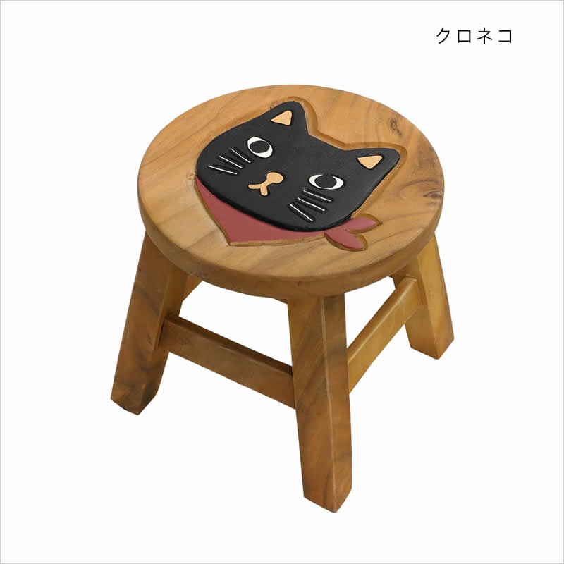 アンティーク　ウッドスツール　木製　猫脚丸椅子　花台　アジアン家具 ラウンドスツール スカーフネコ ウッドスツール 木製 スツール