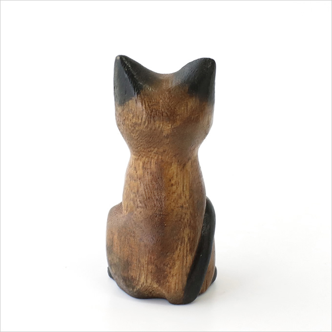 木彫 お座りネコ SS H10cm 置物 飾り 木彫り ねこ ネコ 猫