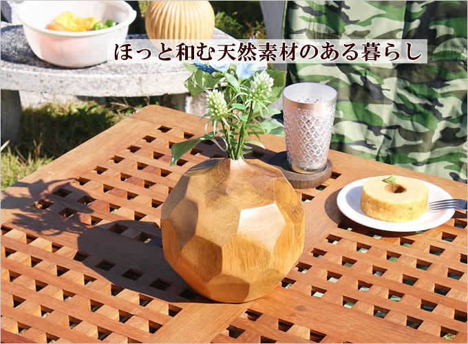 マンゴーウッド フラワーベース ダイヤモンド 木製 ウッド 木 花瓶