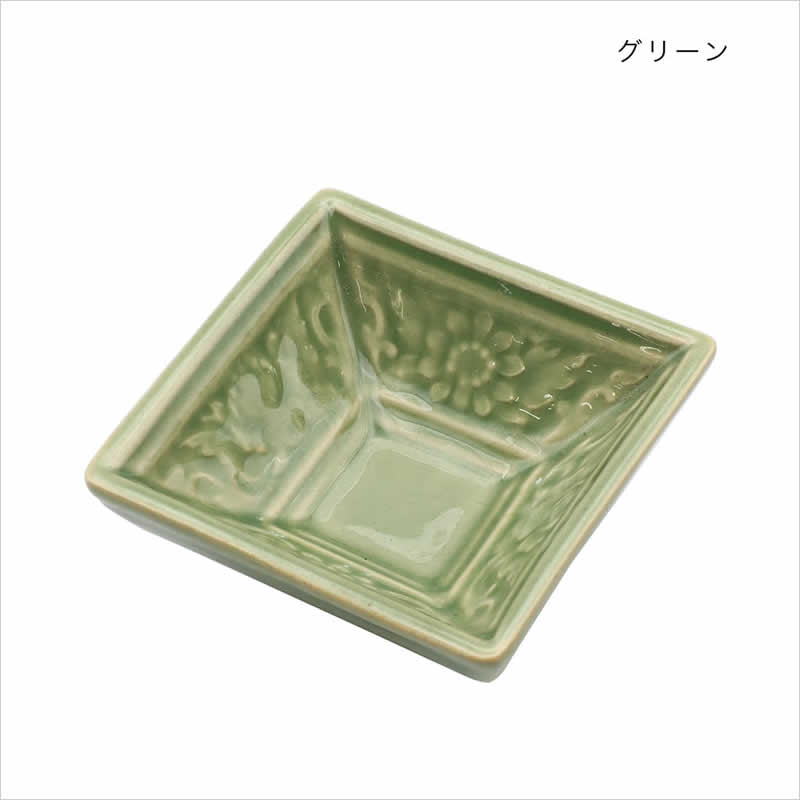 セラミック フラワー小皿 角 ミニ 食器 小皿 皿 プチ 醤油皿