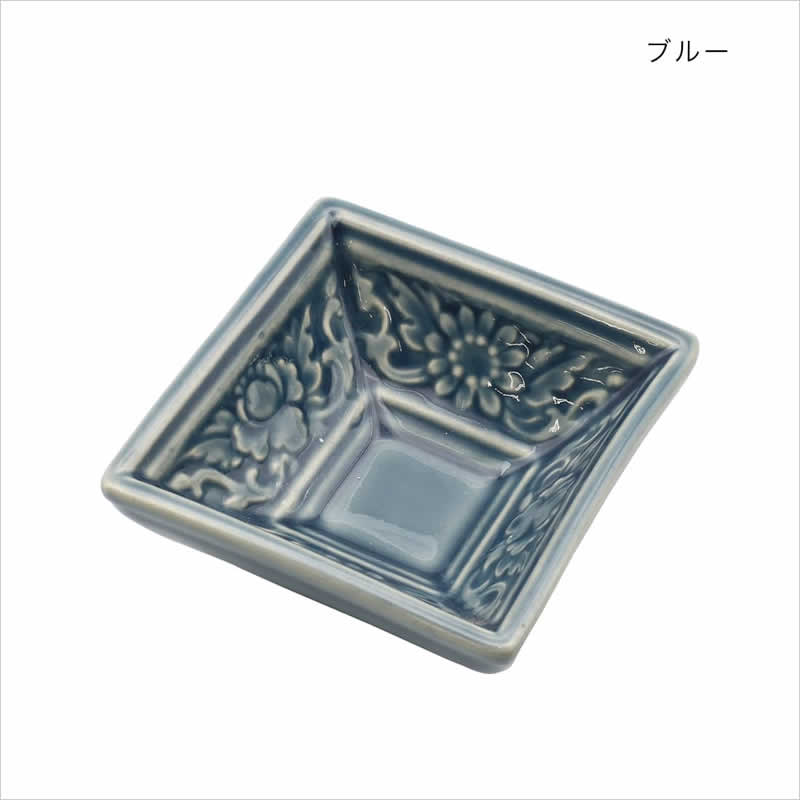 セラミック フラワー小皿 角 ミニ 食器 小皿 皿 プチ 醤油皿