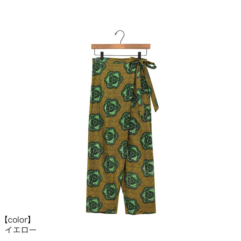 ANNTIAN 総柄シルク　サルエルパンツ Shanti サルエルパンツ アフリカン パンツ レディース ボトムス 総柄