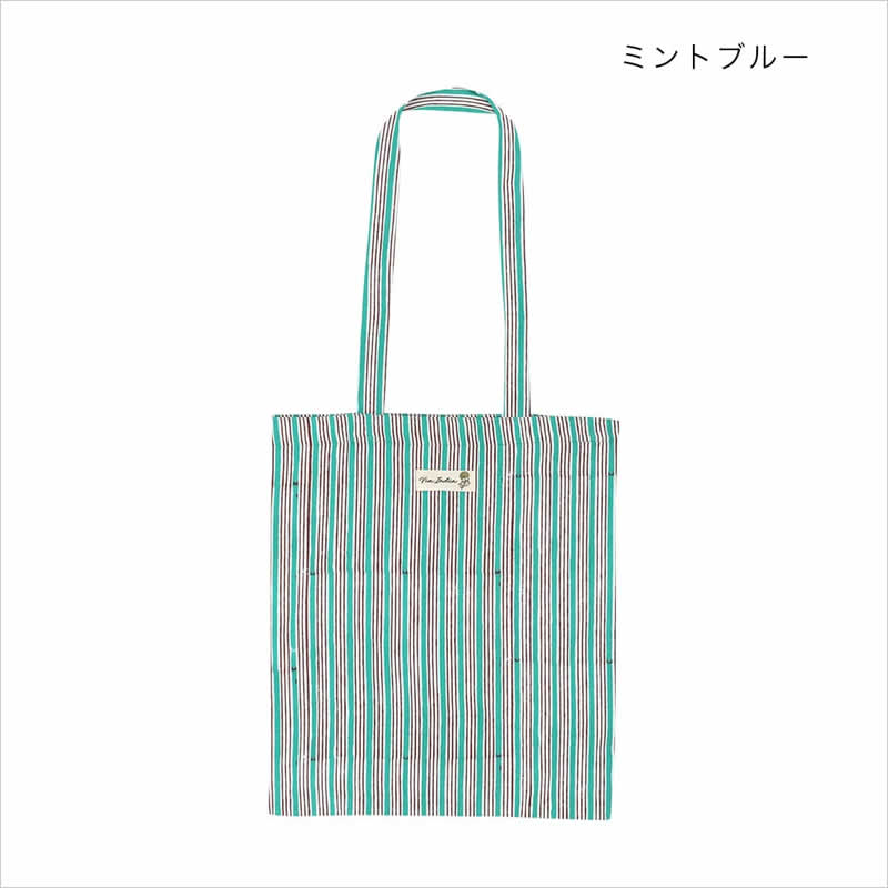 トートバッグ ストライプ ブロックプリント A4 サブバッグ 薄手 手提げ