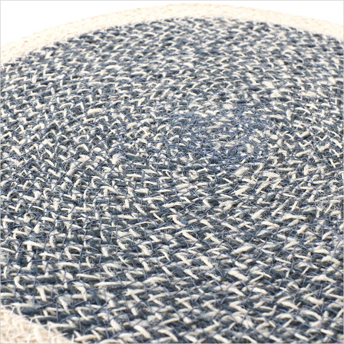 ランチョンマット プレイスマット ラウンド ホワイト＆ブルージュート