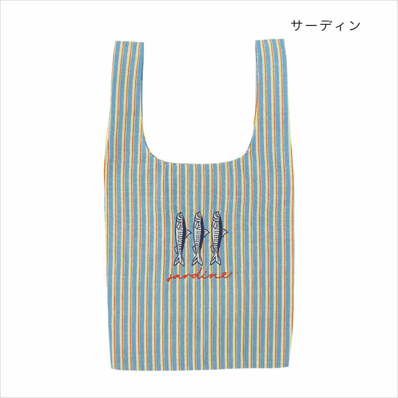 マルシェバッグ ストライプ エコバッグ 折りたたみ コンパクト