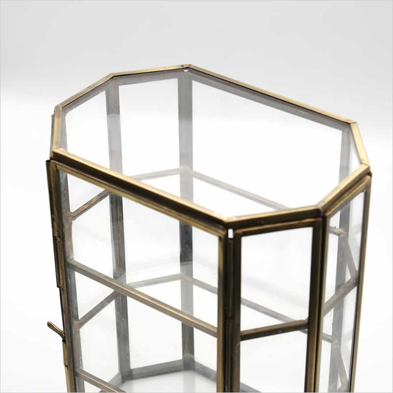3段のお洒落なガラスの入れ物 モロッカン ガラス3段コレクションBOX オクタゴン ミニ コレクション