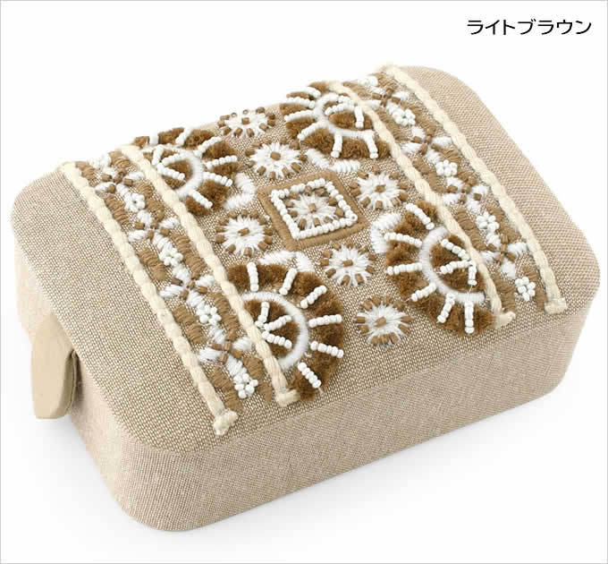 ビーズボックスL フォークロア おしゃれ 長方形ボックス 刺繍 ビーズ インド アジアン雑貨 布 小物入れ 小ぶり 花 フラワー｜nusa｜02