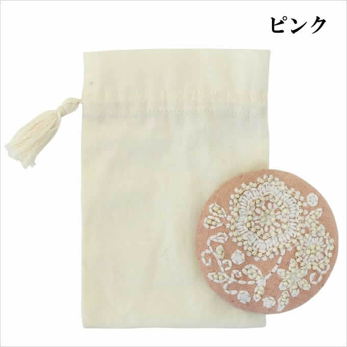 刺繍ラウンドミラー テンダーフラワー おしゃれ ミラー 鏡 刺繍 ビーズ