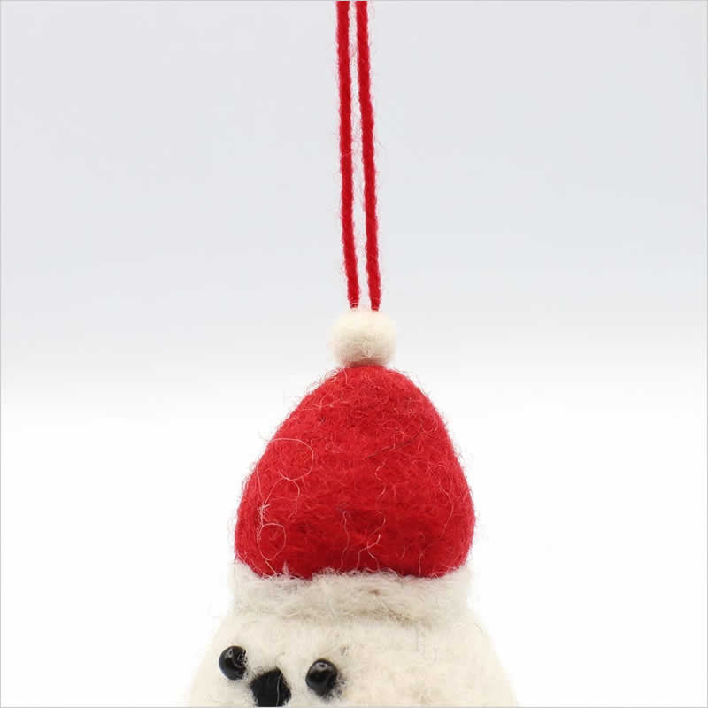 シマエナガ ネパールフェルト サンタオーナメント チャーム インテリア