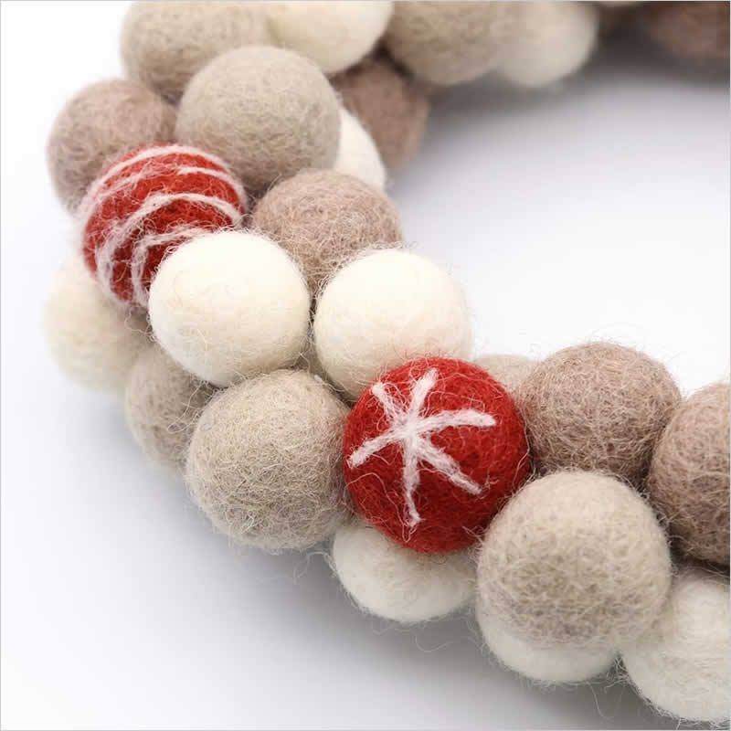 ネパールフェルト リース ポンポン インテリア X'mas クリスマスリース