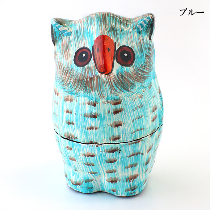 置物 飾り ペーパーマッシュ 立ちフクロウ 小物入れ アジアン雑貨