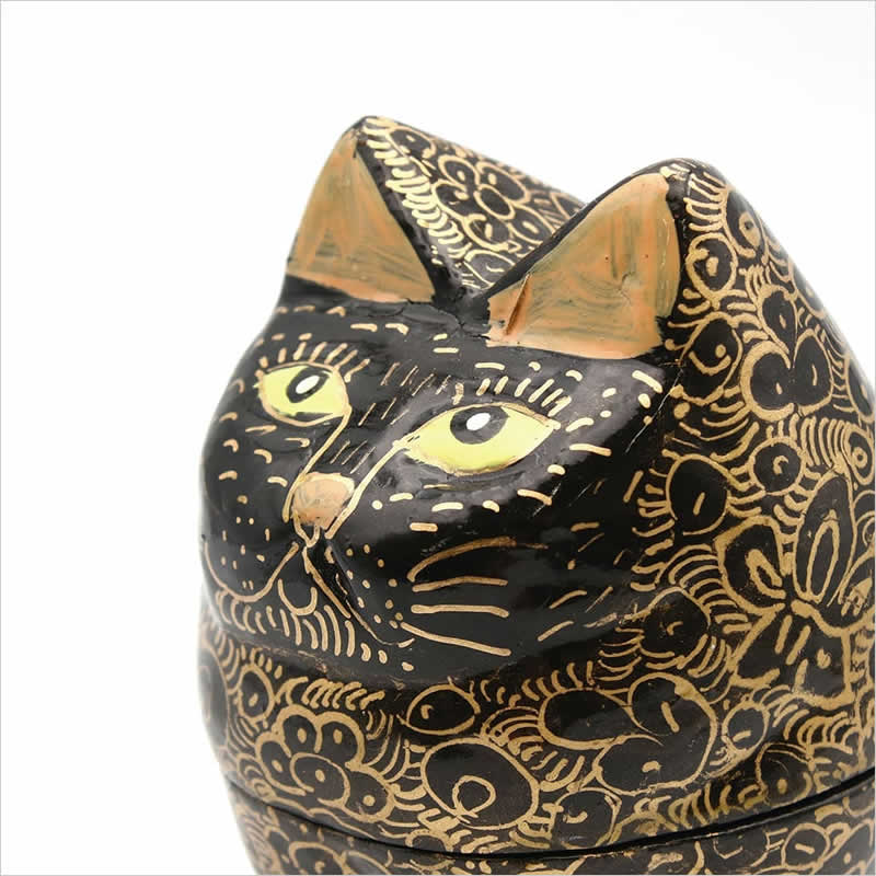 猫雑貨 ペーパーマッシュBOX立ちネコ 小物入れ アジアン雑貨 置物 飾り