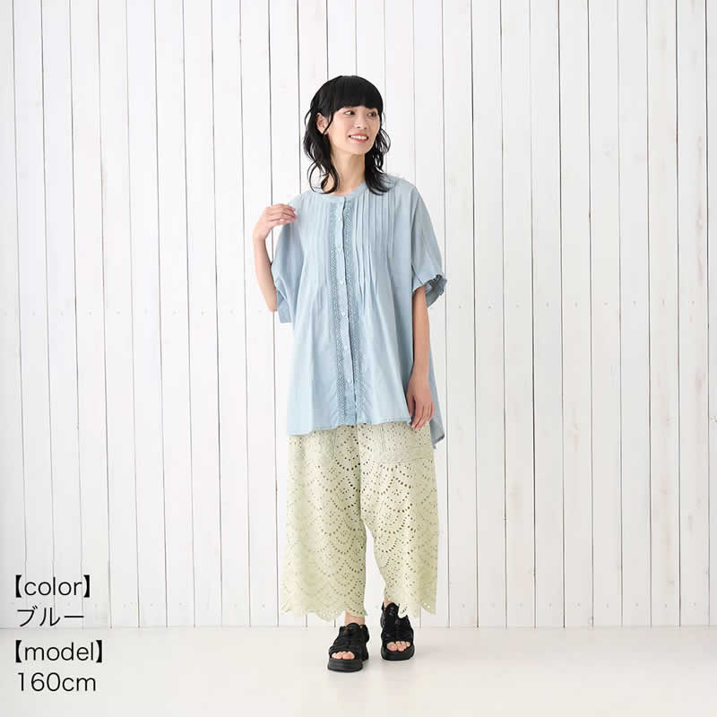 PORINA ポリーナ プルオーバー デニムエンブ レディース 春 夏 ブラウス シャツ トップス チュニック 無地 デニム 刺繍 ハンドメイド アジアン PORINA ポリーナ プルオーバー デニムエンブ レディース 春 夏