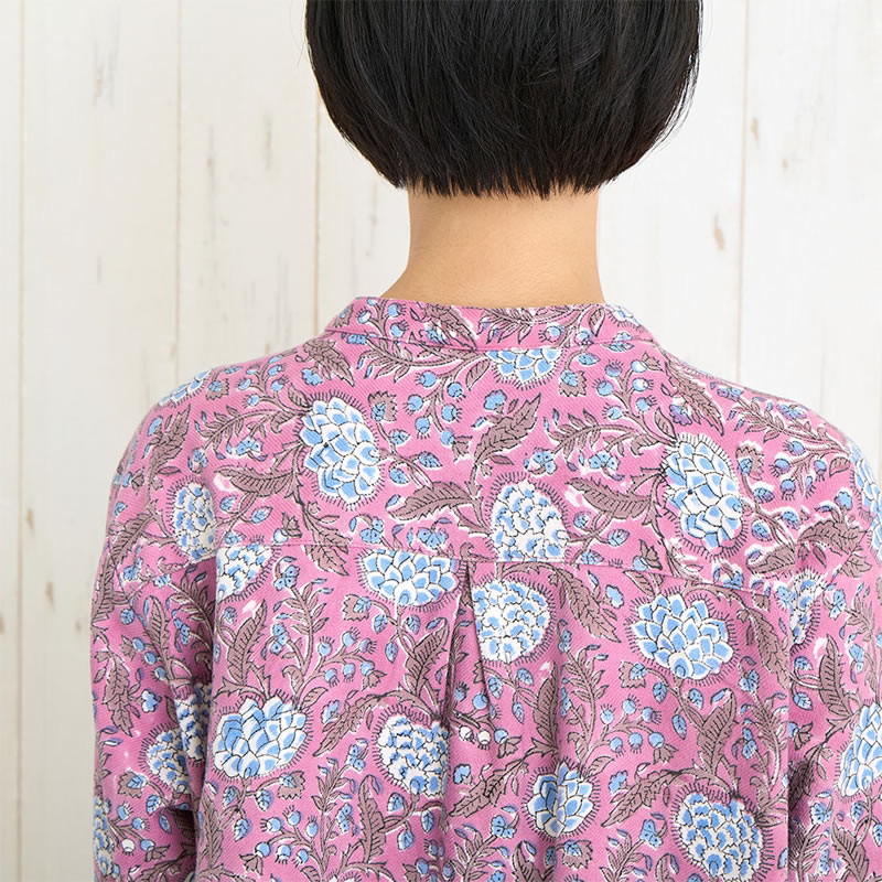 ブラウス ブロックプリント レディース トップス 長袖 シャツ 花柄 コットン 綿 ハンドメイド インド アジアン エスニック ブラウス ブロックプリント レディース トップス 長袖 シャツ 花