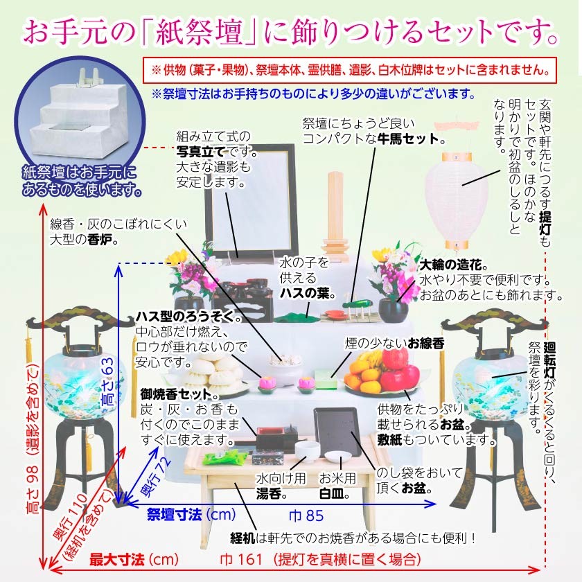 自分で初盆セット スタンダード 初盆飾り 新盆飾り 新盆 盆飾りセット 供養 提灯 : en20006 : お仏壇のぬしや - 通販 -  Yahoo!ショッピング