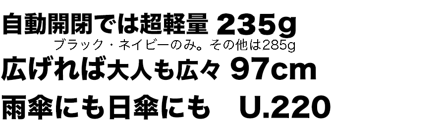 重さわずか115g 広げれば大人も広々 97cm 雨傘にも日傘にもU.220