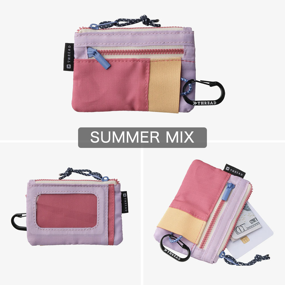 財布 ポーチ 小銭入れ スレッド THREAD POUCH WALLET ポーチウォレット カードケース 薄い財布 チャック付き ジッパー付き 鍵 カラビナ 【メール便4点まで】 |  | 01