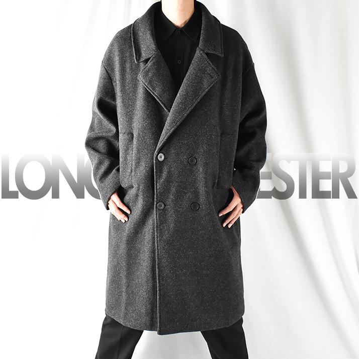 チェスターコート 韓国 メンズ ビジネス ロングコート 膝下 冬 大きいサイズ ビッグシルエット オーバーサイズ ダブル 中綿キルティング コート オンオフ兼用