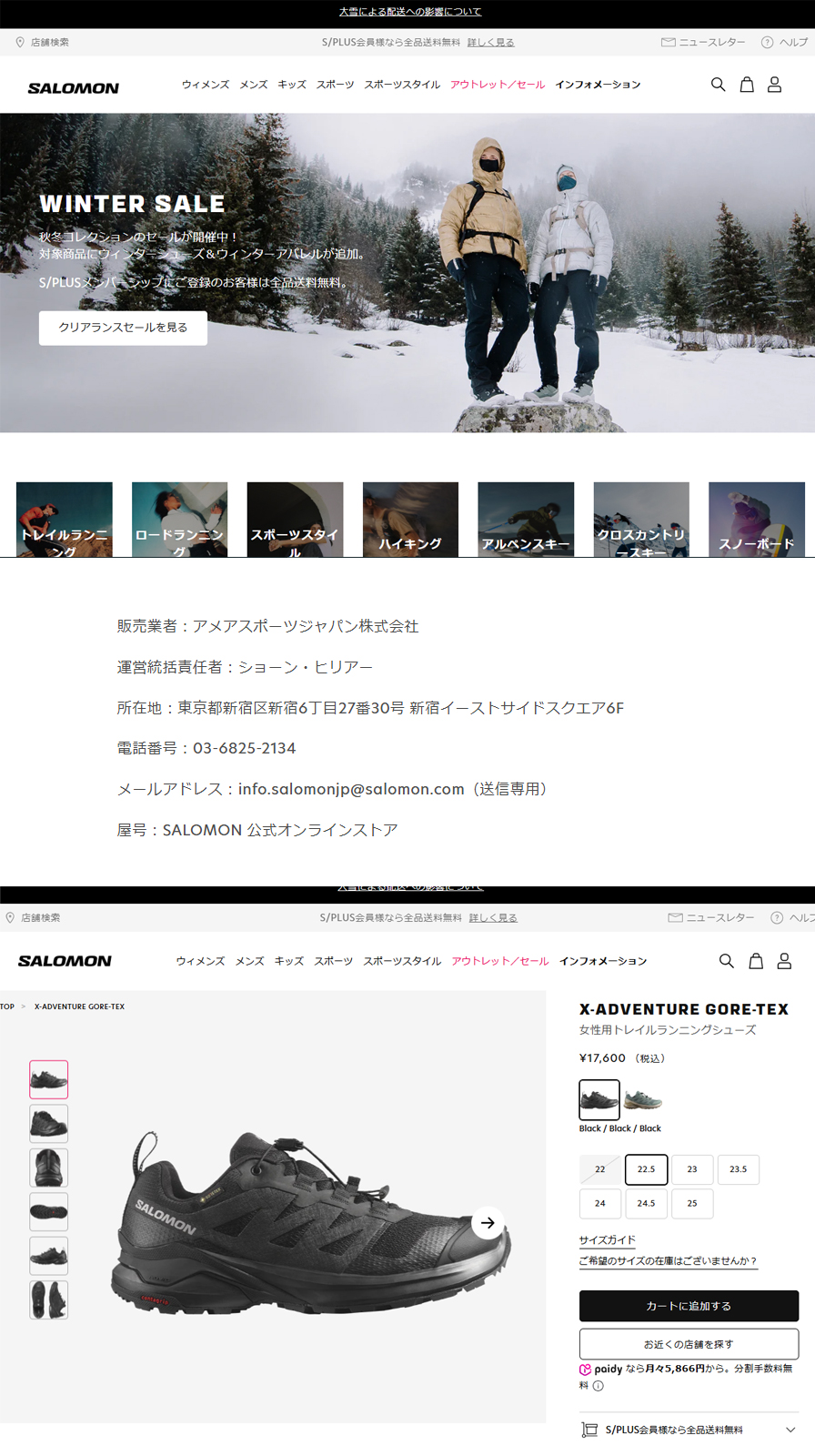 SALOMON（サロモン） SALOMON 473218 X-ADVENTURE GORE-TEX W 女性用