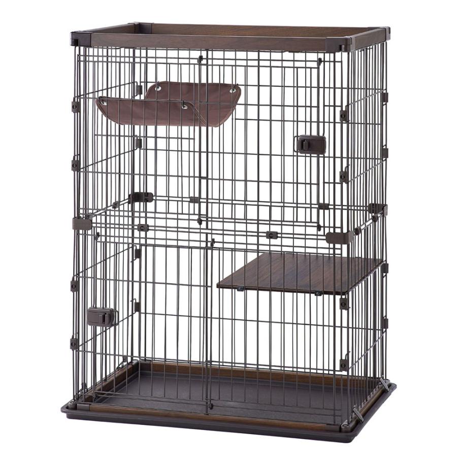 猫 ケージ 猫ゲージ 猫ケージ 大型 2段 おしゃれ キャットケージ ペットケージ ハンモック付き 防災 アイリスオーヤマ ウッディキャットケージ PWCR-962 IQ2822522807