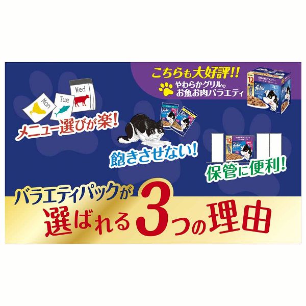 子猫成猫シニアツナ白身魚サーモンチキンビーフターキーバラエティセット【4個セット】キャットフード猫フードウェットピュリナフィリックスパウチやわらかグリル隠し味ゼリー/ソースダブルのおいしさバラエティ50g×12袋 