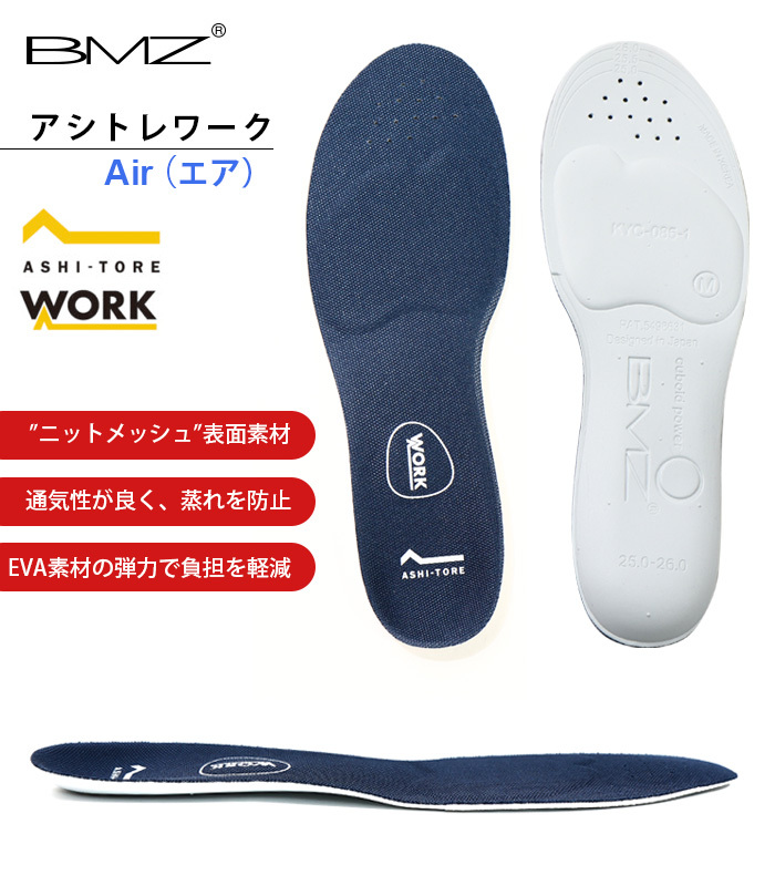 ＼ GW限定 1597円⇒1470円／BMZ アシトレ インソール ワーク エア 疲労を軽減 薄型 通気性 メンズ レディース 中敷き 立ち仕事  安全靴 スニーカー用