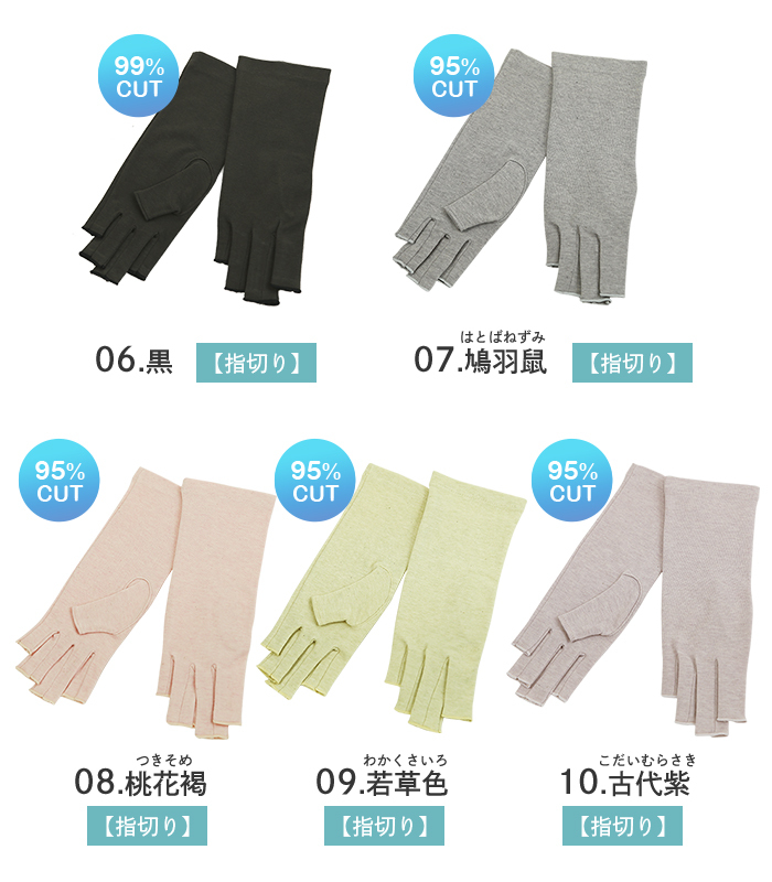 [オーガニックコットン] UVカット手袋 [洛陽染] ショート