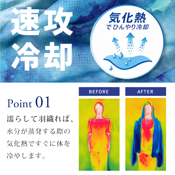 OCRU 【オクル】 冷感ポンチョ  濡らして 冷たい 大判 ポンチョ 熱中症対策 暑さ対策 