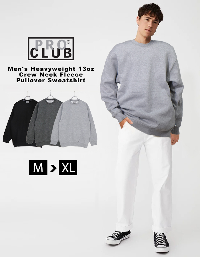 Pro Club/プロクラブ Adult Fleece Crew Neck Sweatshirt Heavy 13oz