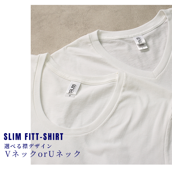 スリムフィット [Tシャツ] 4.3オンス [半袖] Vネック・Uネック