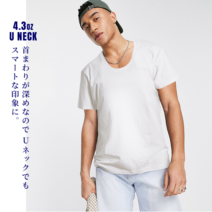 スリムフィット [Tシャツ] 4.3オンス [半袖] Vネック・Uネック