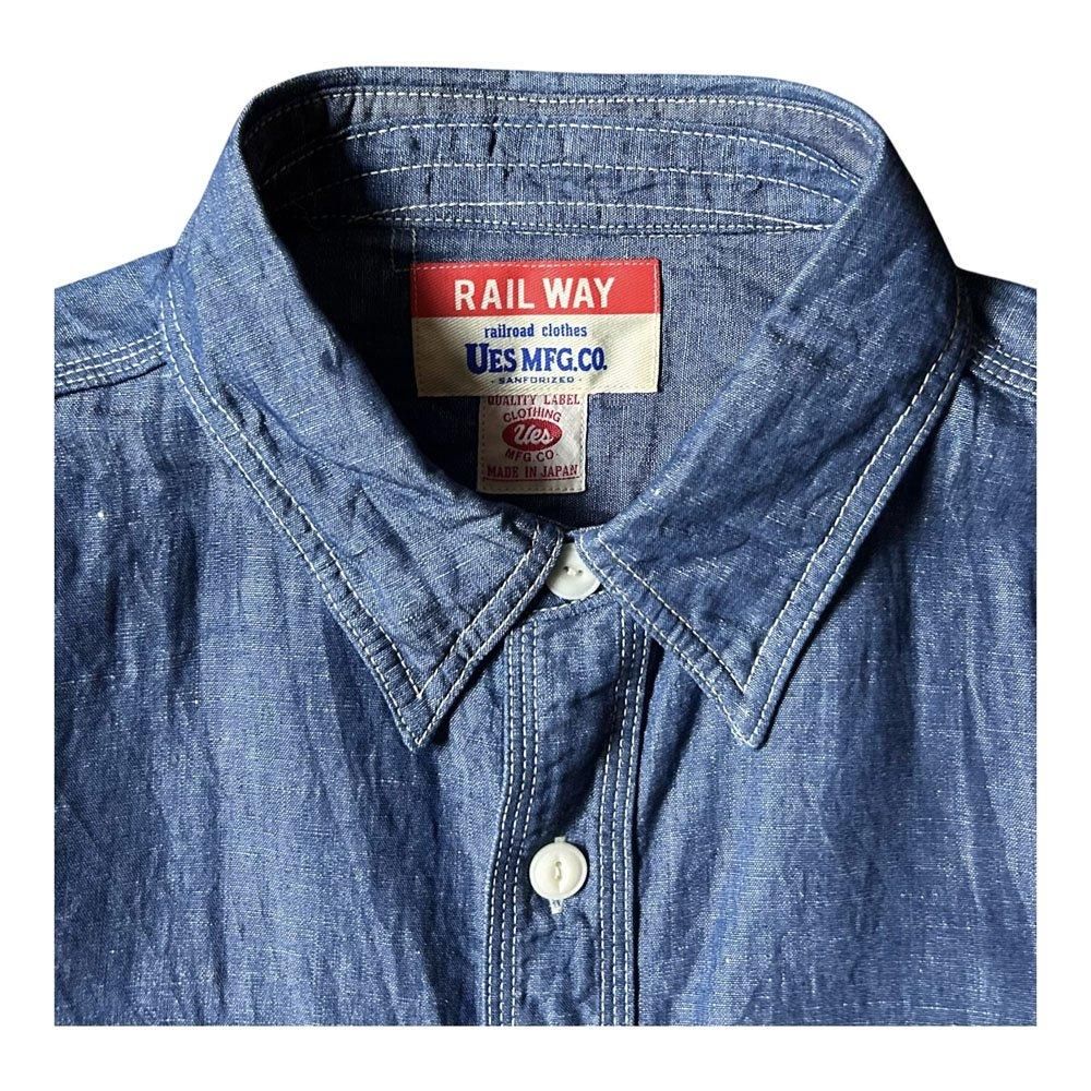 UES ワークコート シャンブレー【サイズ2】ショップコート ウエス 美品 UES ワークコート シャンブレー【サイズ2】ショップコート