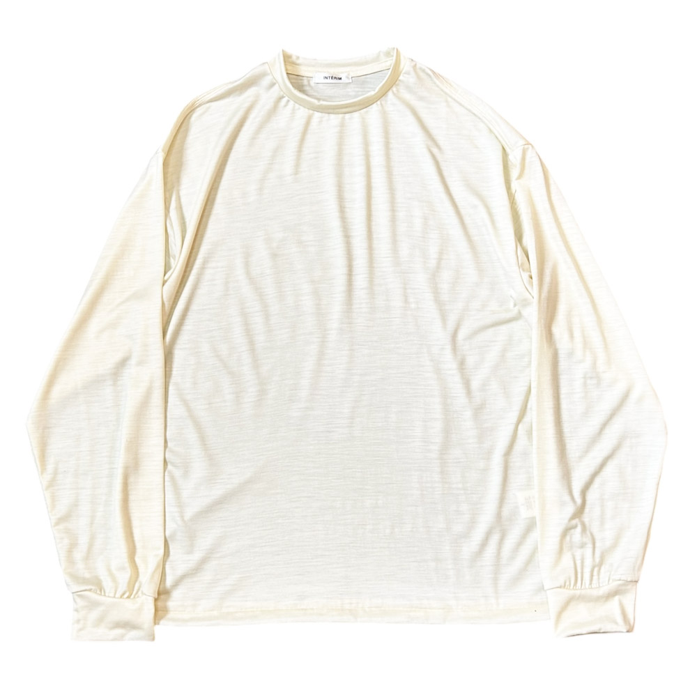 INTERIM (インテリム) EXTRA FINE MERINO WOO JERSEYL L/S TEE-WHITE