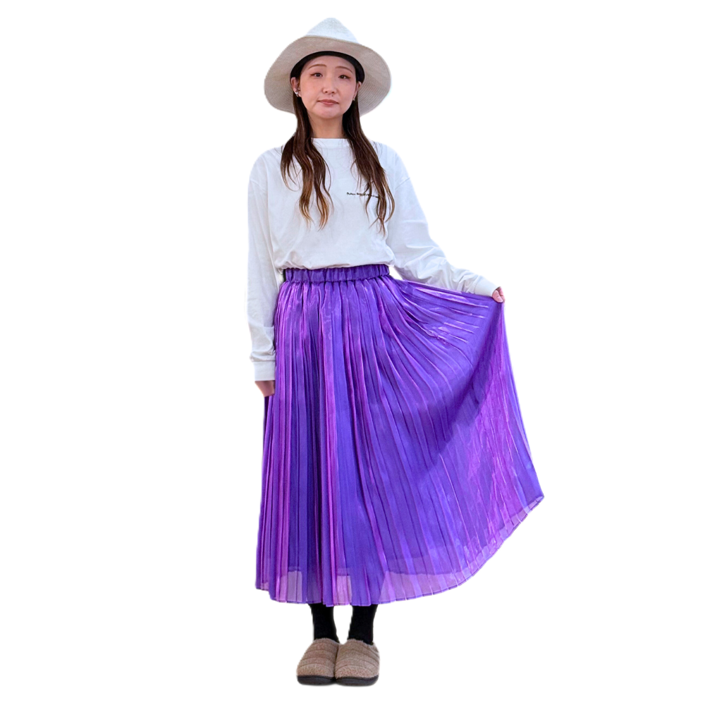 ITOCHI (イトチ) Aurora cloth Double Side Pleated Skirt -Space