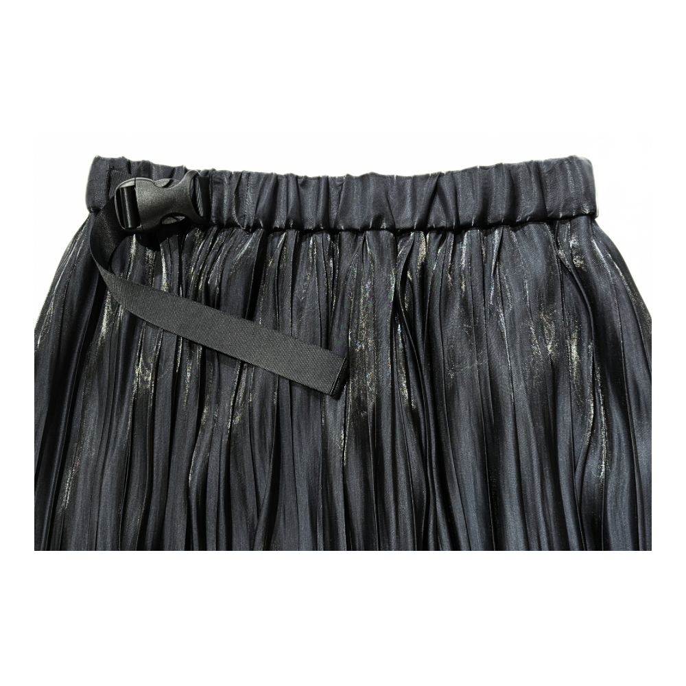 ITOCHI (イトチ) Aurora cloth double side pleated skirt BLACK