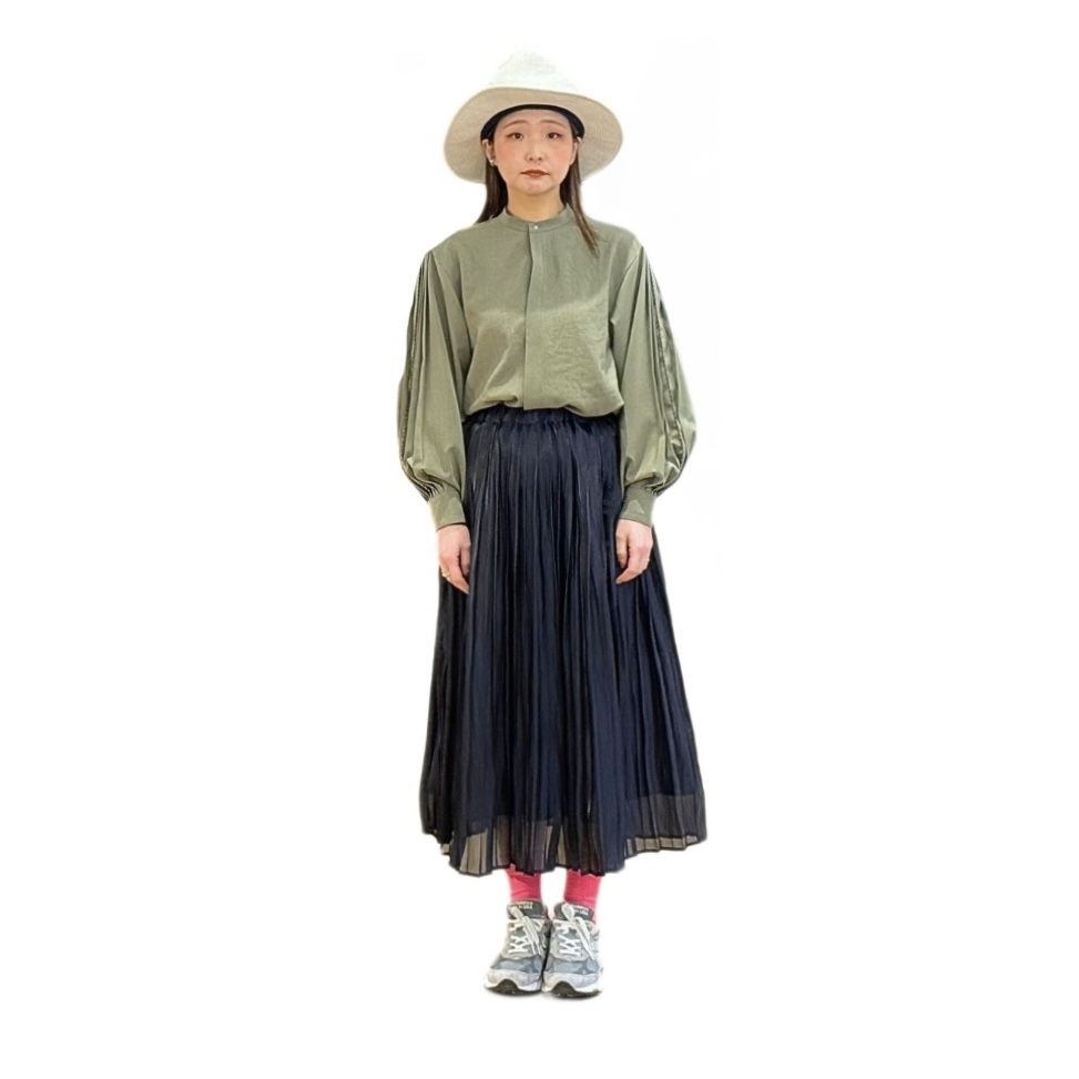 ITOCHI (イトチ) Aurora cloth double side pleated skirt BLACK