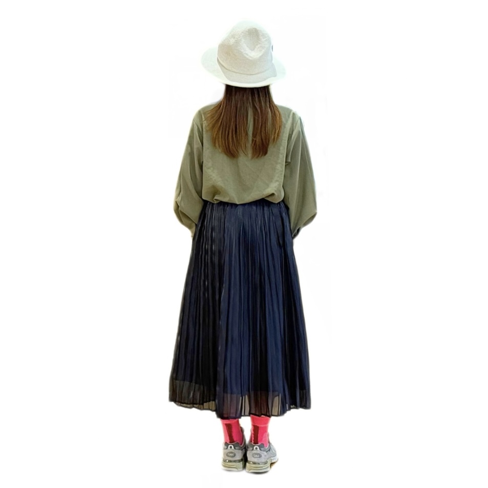 ITOCHI (イトチ) Aurora cloth double side pleated skirt BLACK