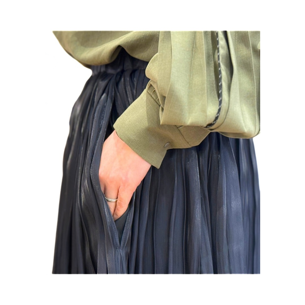 ITOCHI (イトチ) Aurora cloth double side pleated skirt BLACK