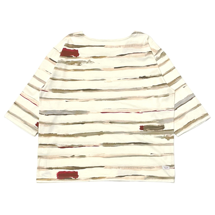 Porter Classic (ポータークラシック) ARTIST BORDER BOAT NECK SHIRT - BEIGE  アーティストボーダーボートネックシャツ ベージュ [PC-006-2237]