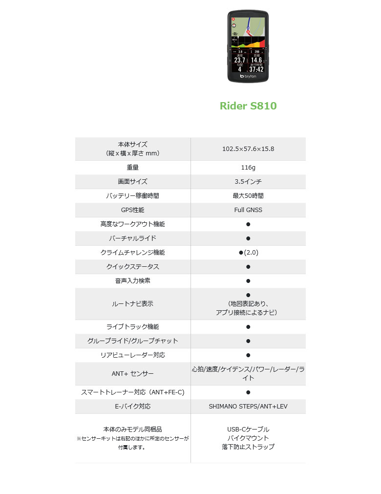 bryton（ブライトン） Rider S810E ライダーS810E GPSサイクル