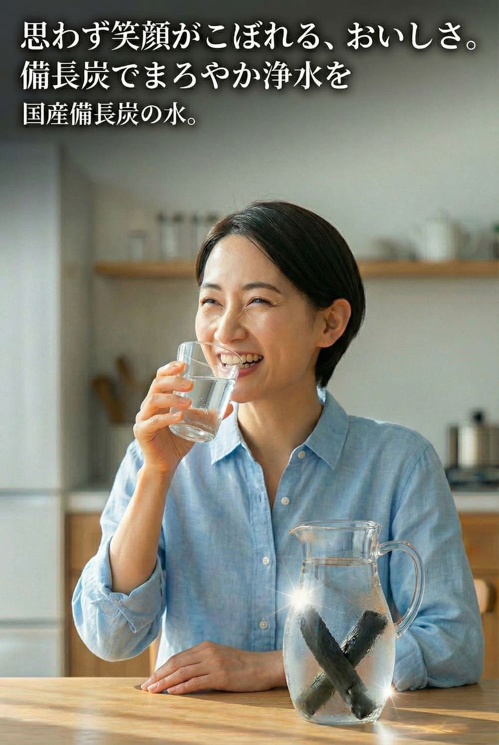 縦長女性水飲む