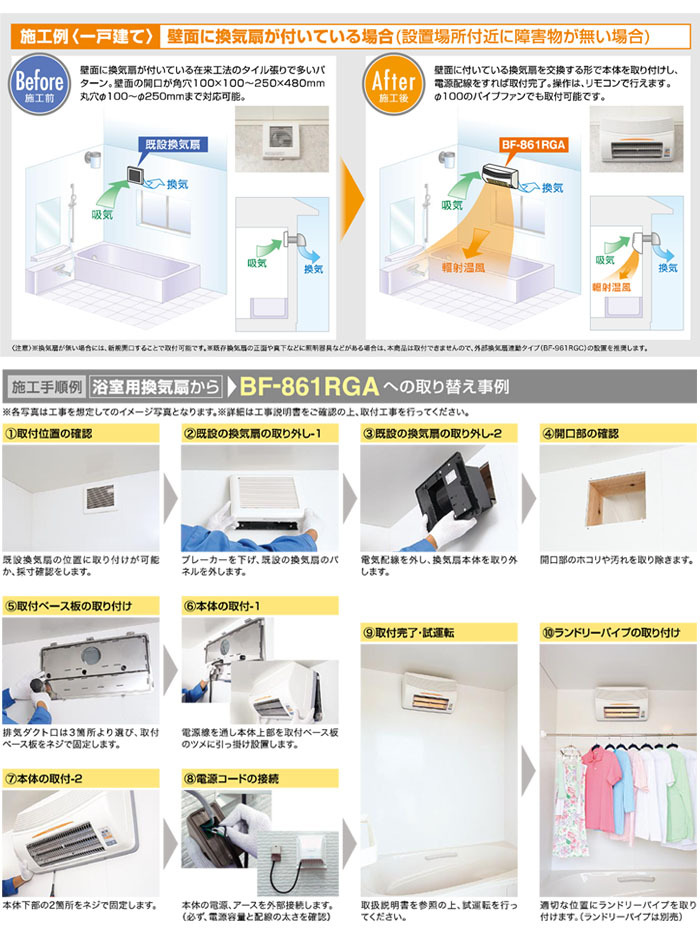 高須産業(TKC) 浴室換気乾燥暖房機 壁面取付/換気内蔵型 BF-861RGA 24時間換気対応