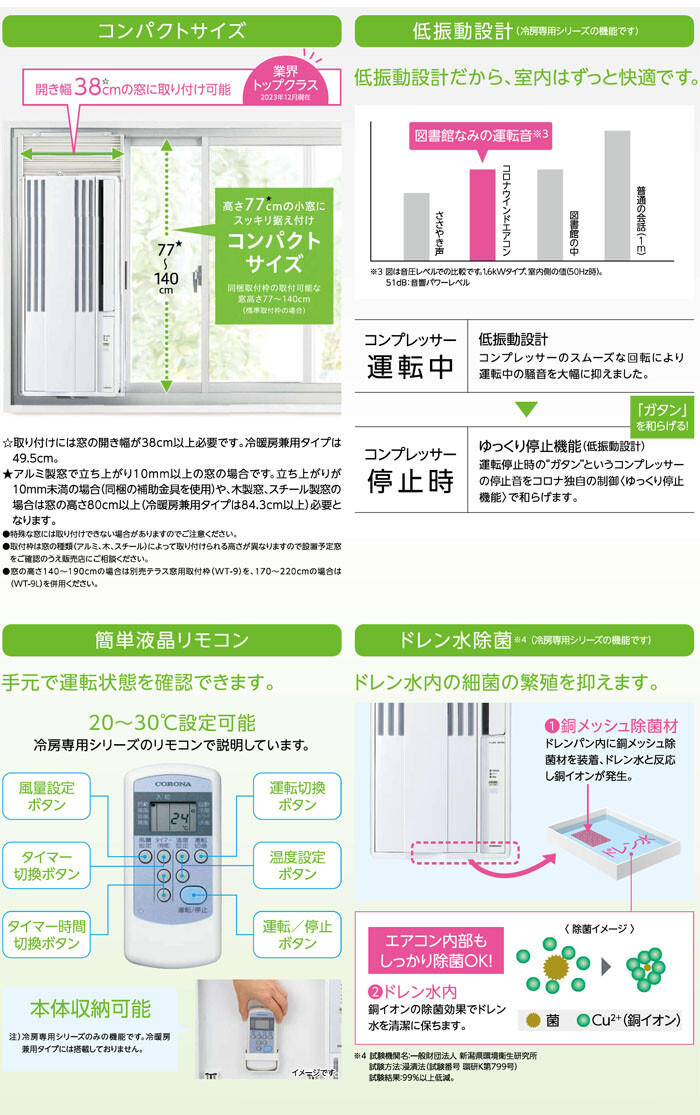 冷房専用ウインドエアコン（窓用エアコン） CW-1824R(W) CORONA 