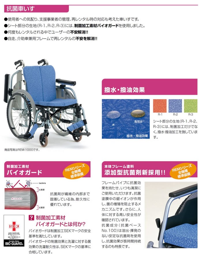 ALL抗菌フルモジュールタイプ 自走型車椅子 REM-1000 松永製作所