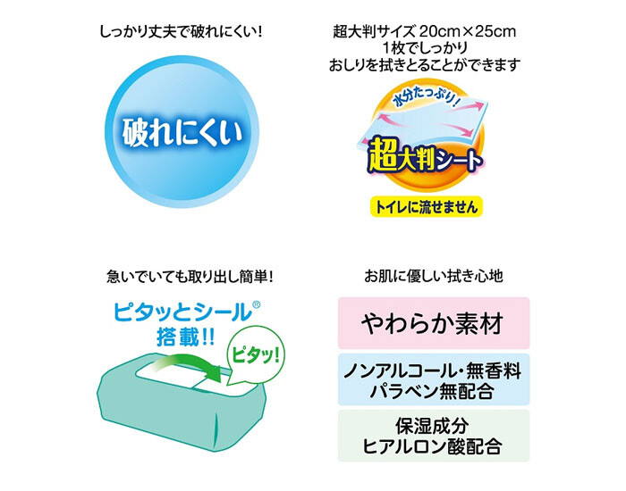 ユニ・チャーム ライフリー おしりふき 超大判スッキリ 1ケース(60枚入り×12)
