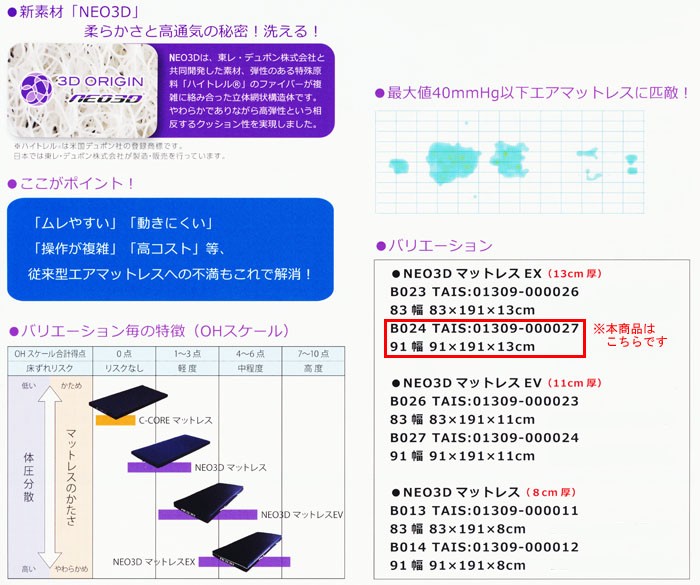 シーエンジ NEO3D 床ずれ予防マットレスEX 91cm幅 B024
