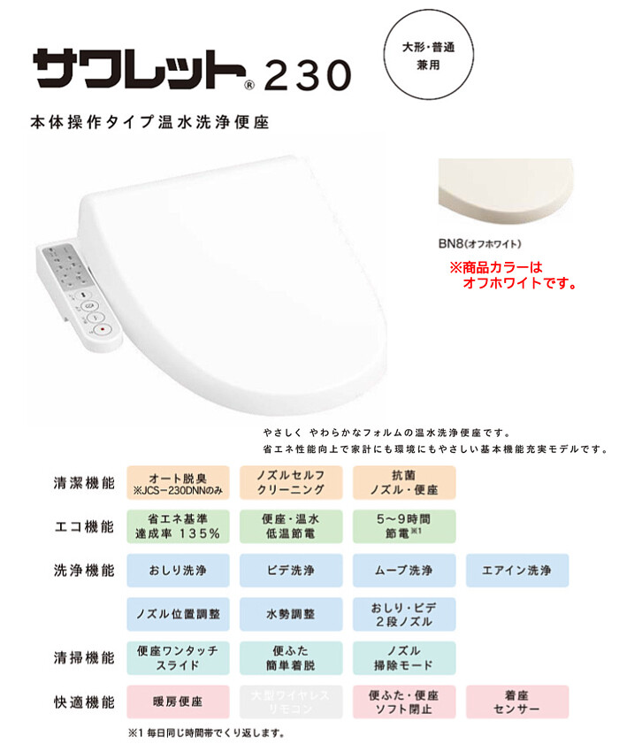 温水洗浄便座 サワレット230 オフホワイト JCS-230ENN(BN8) Janis