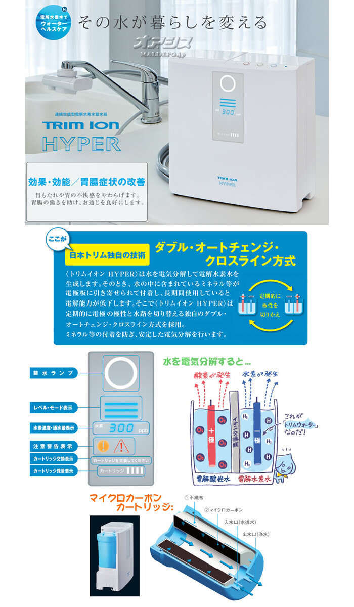 家庭用連続生成型電解水素水整水器 TRIM ION HYPER(トリムイオンハイパー) 取付工事費込 日本トリム