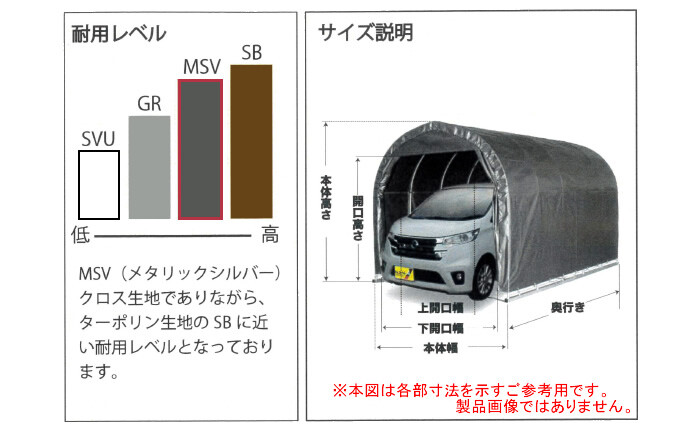 南栄工業 軽用 パイプ車庫 2540U MSV 埋め込み式 メタリックシルバー【受注生産品】【地域別運賃】【営業所留め可】