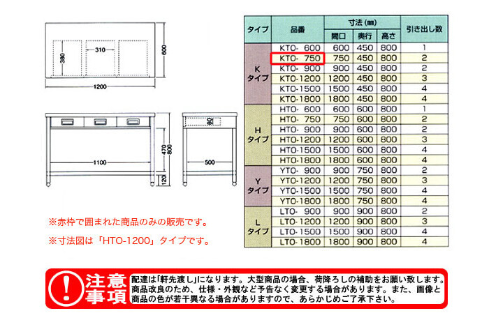 東製作所（azuma） 片面引出し付き作業台 KTO-750【法人様向け】